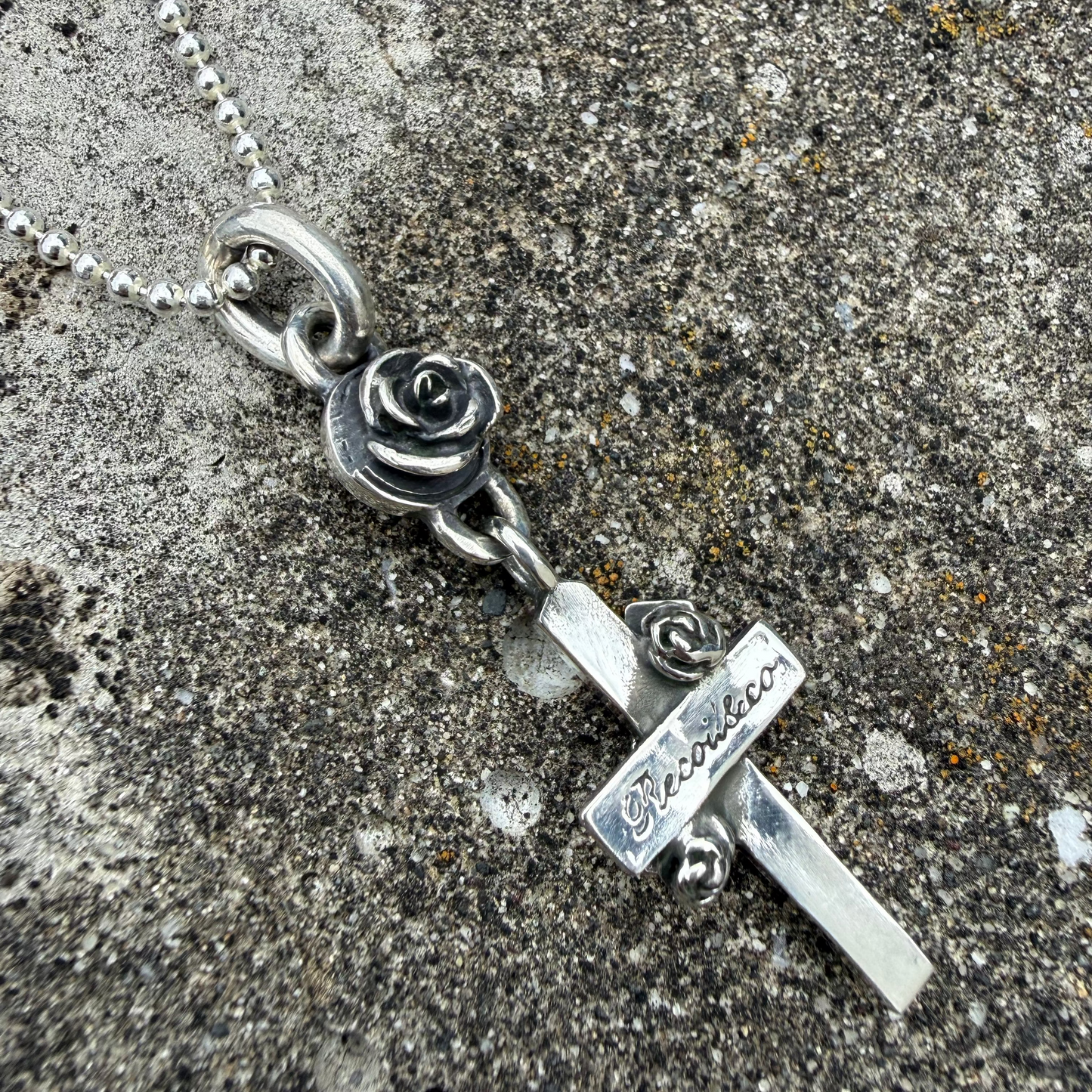 Rose Ball Cross Pendant