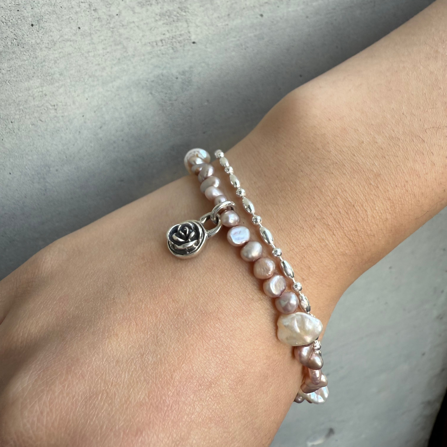 Recoil&co. x "TSUNAGI" Pearl Bracelet with Rose Ball