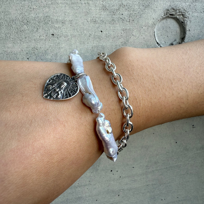 Recoil&co. x "TSUNAGI" Pearl Bracelet with Medai